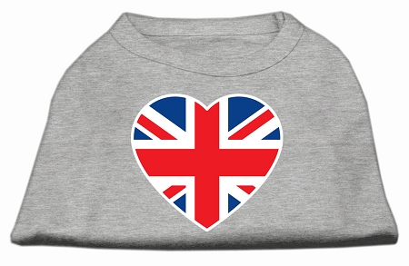 British Flag Heart Screen Print Shirt Grey Med